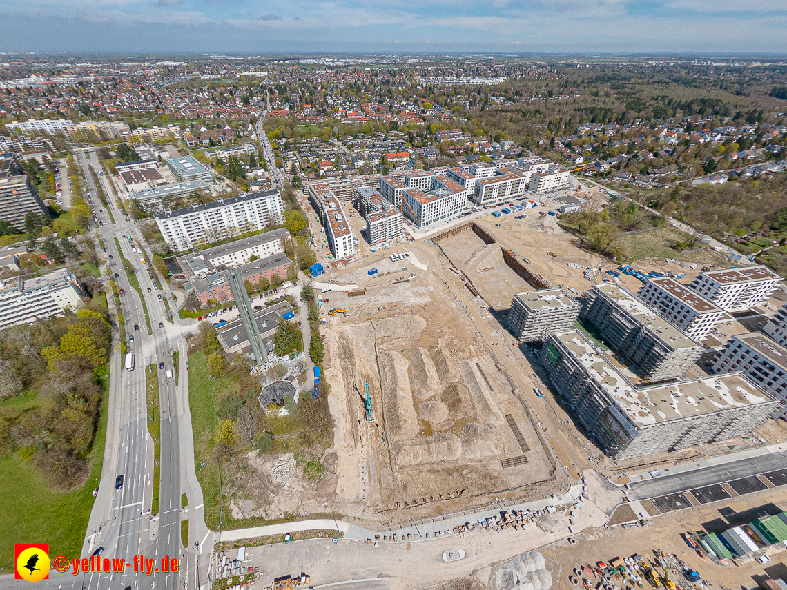 21.04.2023 - Luftbilder von der Baustelle Alexisquartier und Pandion Verde in Neuperlach